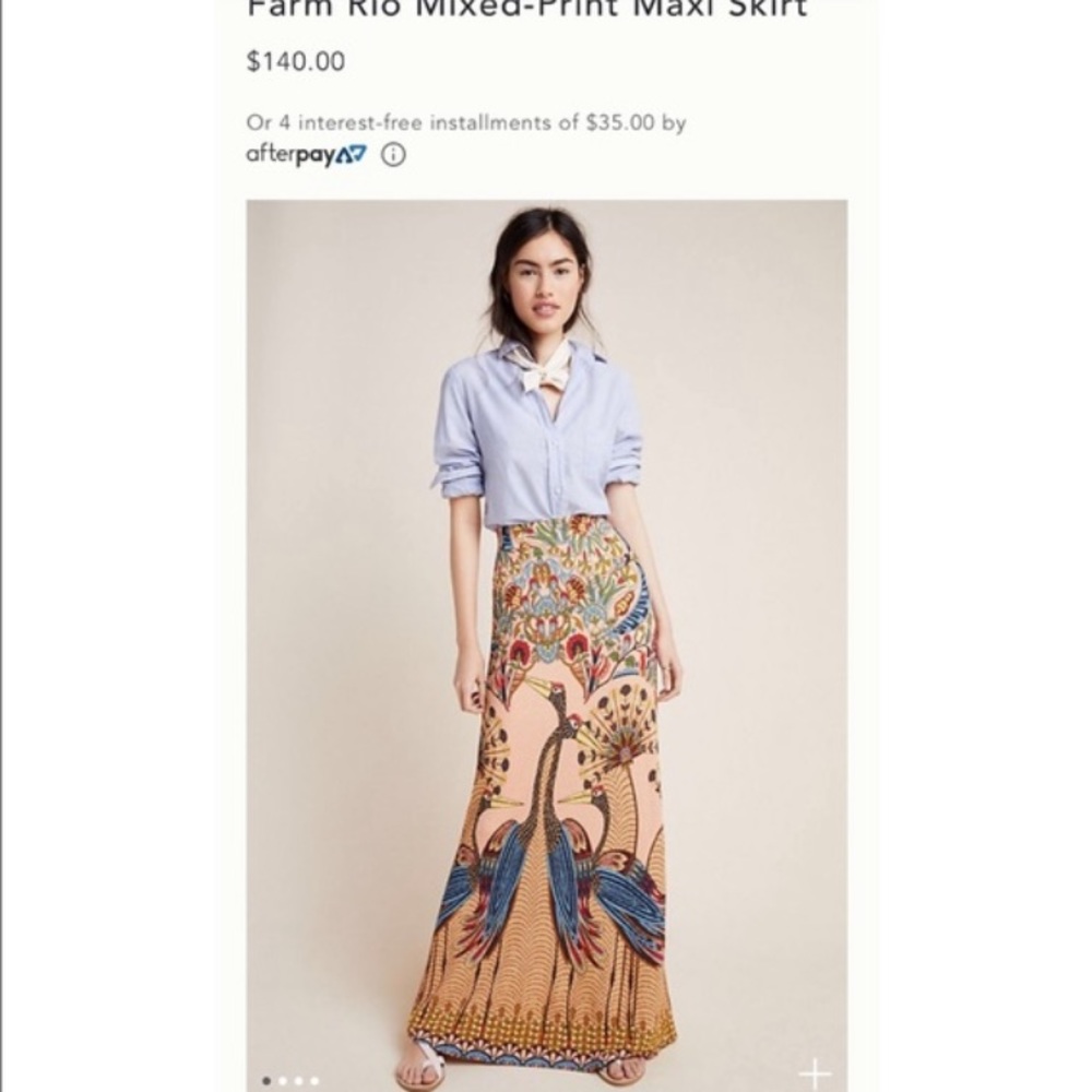 NWT Farm Rio Mixed Print Peacock Maxi Skirt